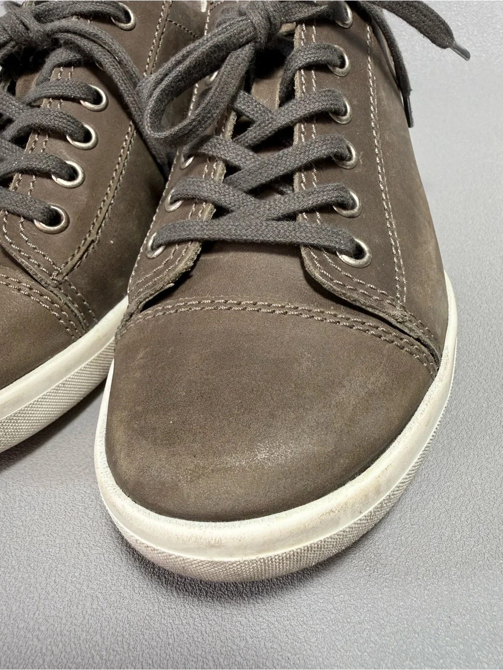 Josef Seibel Sina 11 Taupe Leather Cap Toe Lace-Up Sneakers